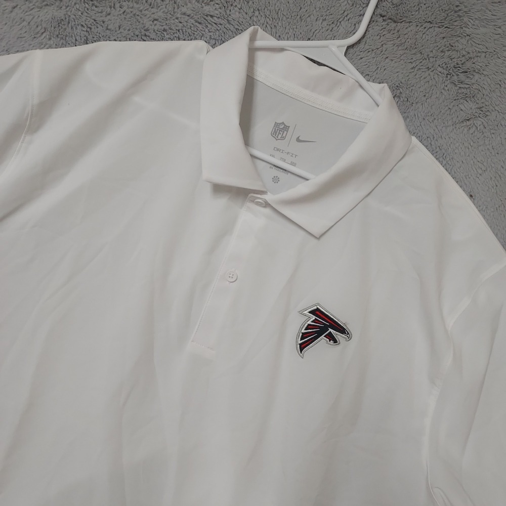 Atlanta Falcons Polo Shirt Men XXL 2XL Nike NFL Dri Fit White Performance Jersey